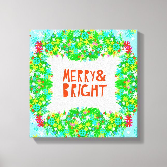Lienzo Merry & Bright Wreath (Anverso)