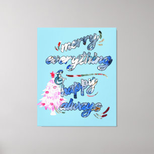Lienzo Merry Everything & Happy Always - Árbol rosa