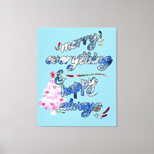 Lienzo Merry Everything & Happy Always - Árbol rosa (Anverso)
