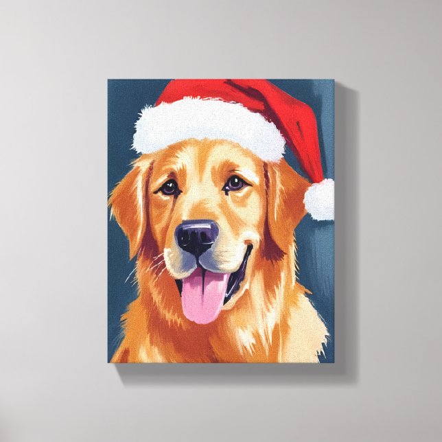 Lienzo Merry Golden Retriever | Navidades de perros de Sa (Anverso)