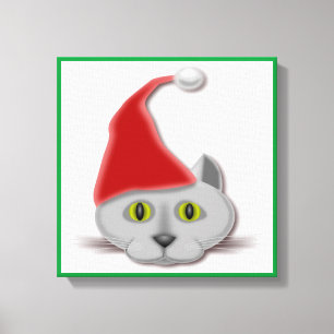 LIENZO "MERRY NAVIDAD" SANTA CAT