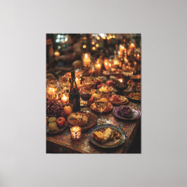 Lienzo Mesa de Banquete de Vino Tinto Ornamentada