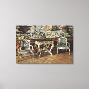 Lienzo Mesa de consola y dos sillones, 1745