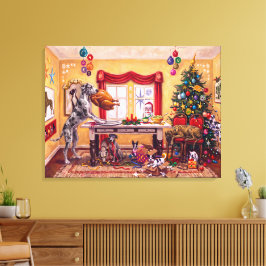 Lienzo Mesa de Navidad y Grandes Daneses