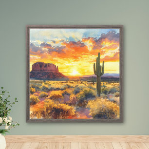 Lienzo Mesa del desierto del suroeste y puesta de sol de