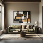 Lienzo Metallic Geometry Golden Balance<br><div class="desc">Geometric abstract art combining rectangles and subtle shapes in black,  white,  gray,  and metallic gold. The structured composition evokes modern architecture with industrial textures. Perfect for contemporary decor seeking sophistication,  visual balance,  and a touch of discreet luxury.</div>