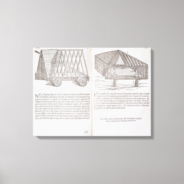 Lienzo Métodos de transporte de techos prefabricados a la (Anverso)