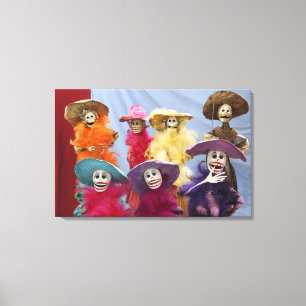 Lienzo México. Catrinas esqueléticas, figuras que celebra