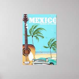 Lienzo México - viajar en avión cartel de viaje