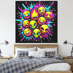 Lienzo Mezcla de Emoji Funky de Neón