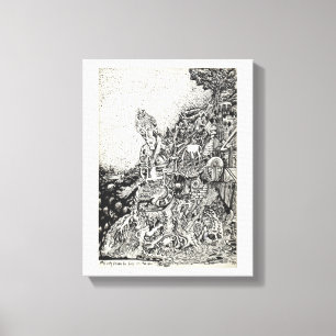 Lienzo Mi ciudad impulsada por el fuego en el mar.