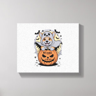 Lienzo Mi Corgi es mi Boo Halloween