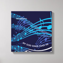 Lienzo Mi Dios Canta Sobre Mí Zephaniah 3:17 Música Azul