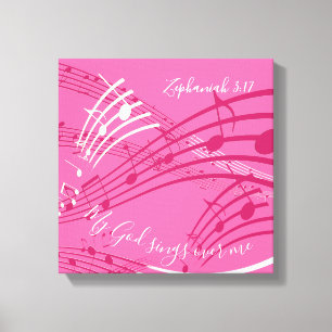 Lienzo Mi Dios Canta Sobre Mí Zephaniah 3:17 Música PINK