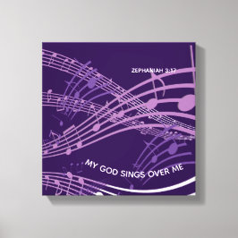 Lienzo Mi Dios Canta Sobre Mí Zephaniah 3:17 Música Púrpu