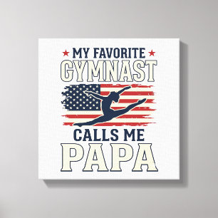 Lienzo Mi gimnasta favorita me llama Papa Patriótico Vint