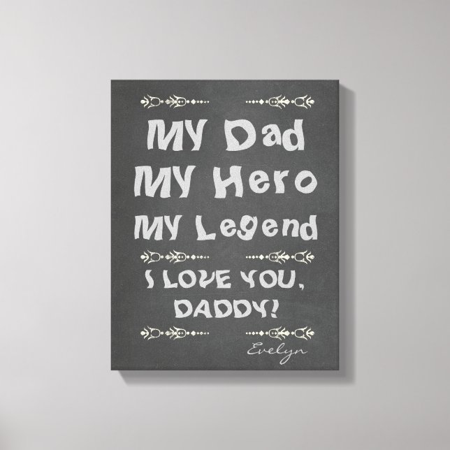 Lienzo Mi papá, mi héroe, mi leyenda te amo, papá (Anverso)