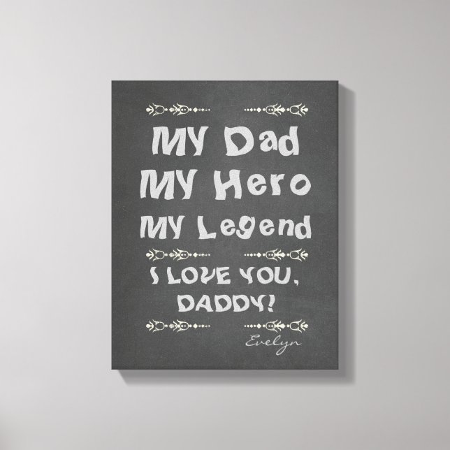 Lienzo Mi papá, mi héroe, mi leyenda te amo, papá (Anverso)