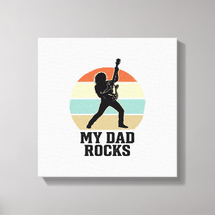 Lienzo Mi Papá Rocks Diseño de Camiseta de Guitarra Vinta