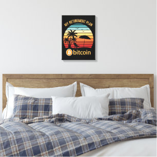 Lienzo Mi Plan de Jubilación Bitcoin Playa Atardecer