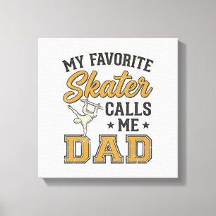 Lienzo Mi skater favorito me llama papá camiseta vintage_