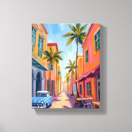 Lienzo Miami Beach Colorful Street Scene
