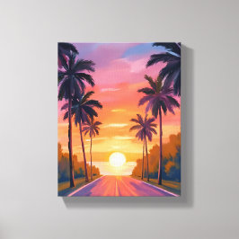 Lienzo Miami Beach Sunset Palm Tree Tropical