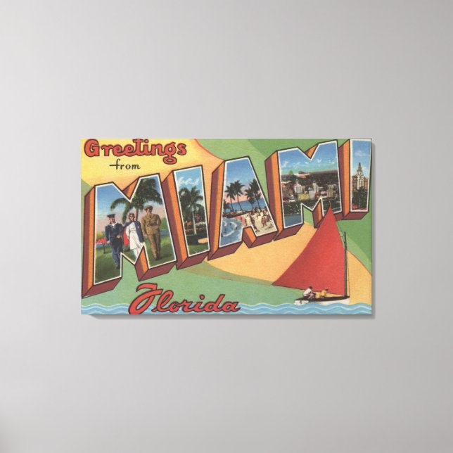 Lienzo Miami, FloridaGrandes Escenas de letrasMiami, FL (Anverso)