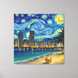 Lienzo Miami Golden Shore Soccer Elegant and Oil Fine Art