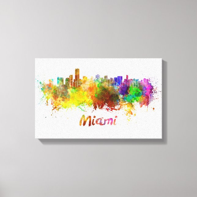 Lienzo Miami skyline in watercolor (Anverso)
