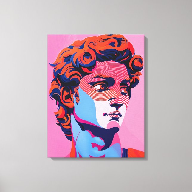 Lienzo Michelangelo David Neon Pop Art Ilustracion (Anverso)