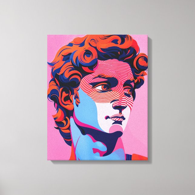 Lienzo Michelangelo David Neon Pop Art Ilustracion (Anverso)
