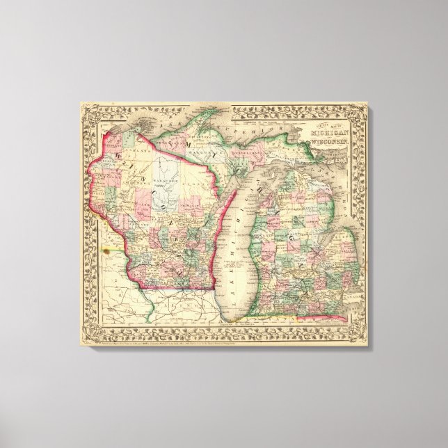 Lienzo Michigan, Mapa de Wisconsin por Mitchell (Anverso)