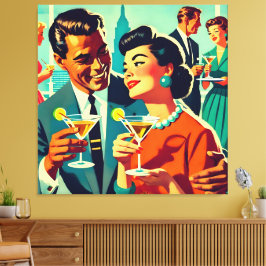 Lienzo Mid Century Cocktail Party Couples - Mi Amor