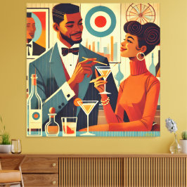 Lienzo Mid Century Cocktail Party Couples - Soirée Hosts