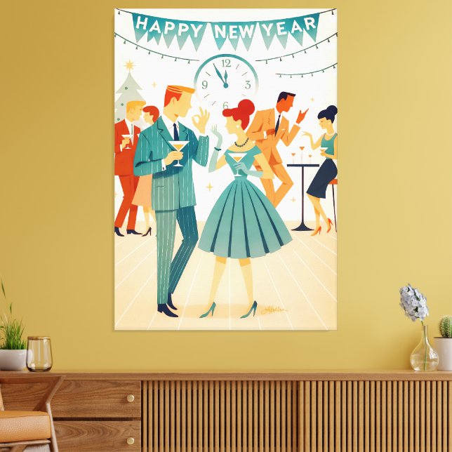 Lienzo Mid Century Happy New Year The Martini Dance (Insitu (Sala de estar))