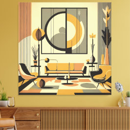 Lienzo Mid Century Interior Design Autumn Hues Livingroom