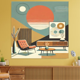 Lienzo Mid Century Interior Design Sunrise Livingroom