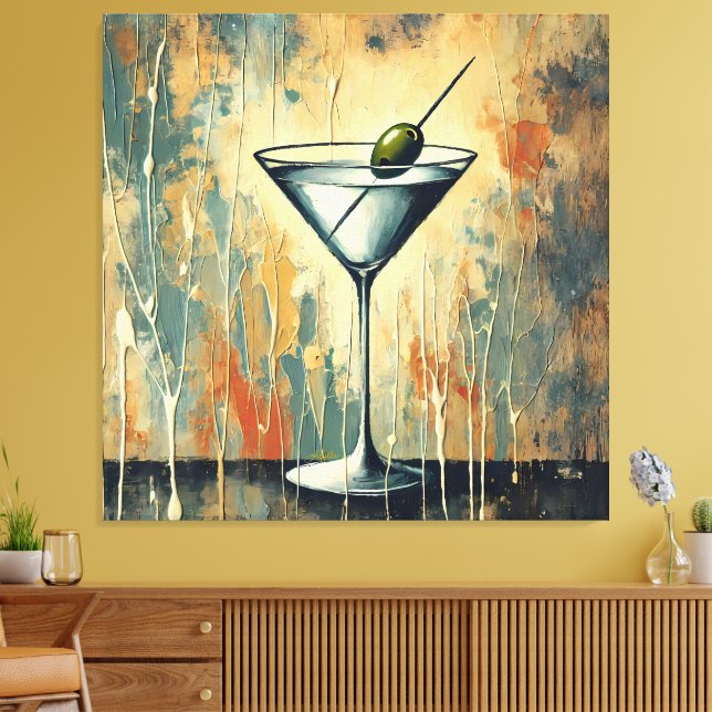 Lienzo Mid Century Mixed Media Martini Art (Insitu (Sala de estar))