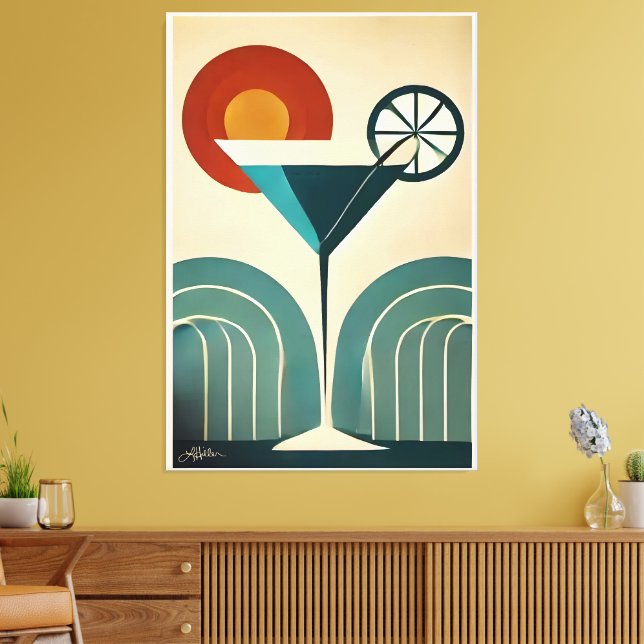 Lienzo Mid Century Modern Art Mountain Sunrise Martini (Insitu (Sala de estar))