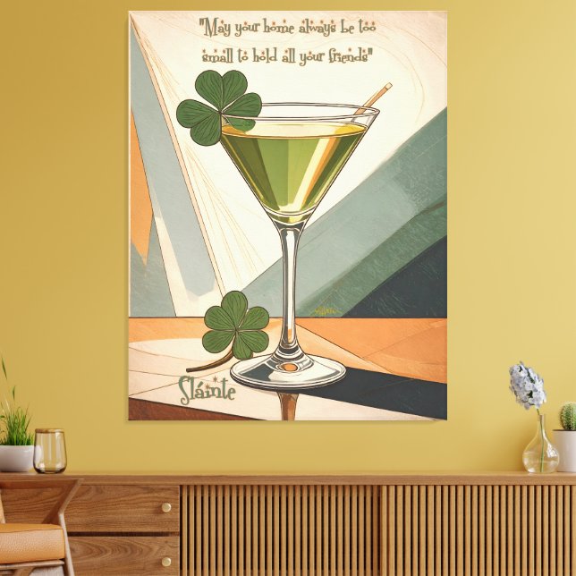 Lienzo Mid Century Modern Art Shamrock Martini Sláinte!  (Insitu (Sala de estar))