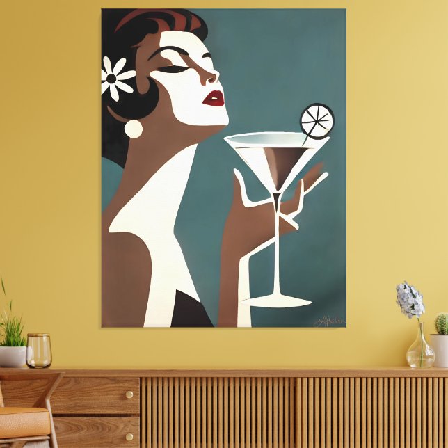 Lienzo Mid Century Modern Art The Martini DIva (Insitu (Sala de estar))