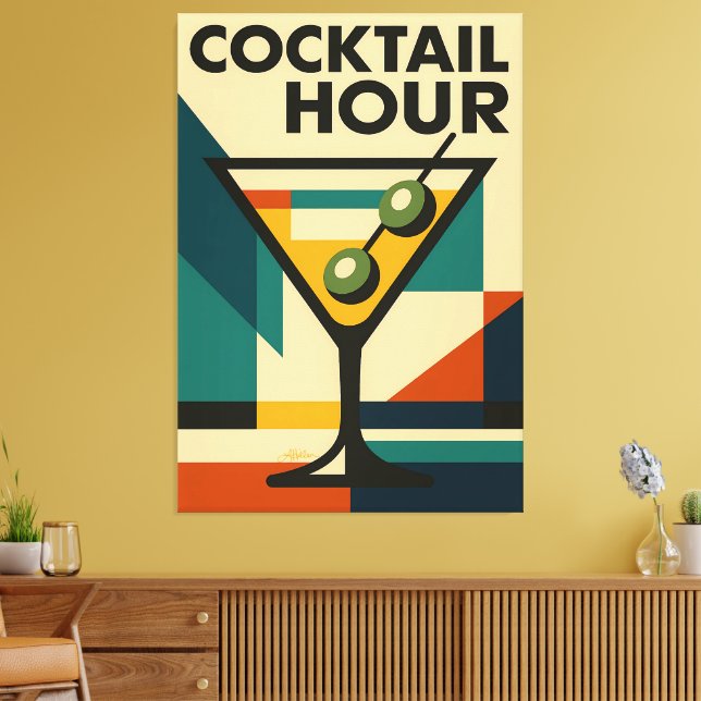 Lienzo Mid Century Modern Bauhaus Cocktail Hour Martini (Insitu (Sala de estar))