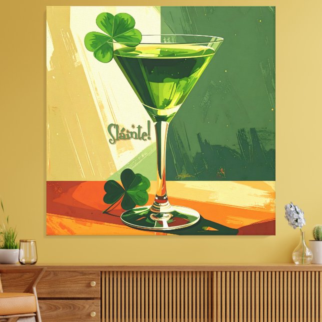 Lienzo Mid Century Modern Shamrock Martini Sláinte!  (Insitu (Sala de estar))