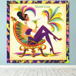 Lienzo Mid Century Retro 60s Mardi Gras Martini Woman