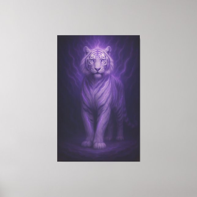 Lienzo Midnight Aura White Tiger – Mystic Power (Anverso)