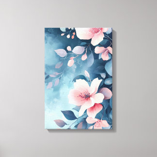 Lienzo Midnight Bloom: Rubor sobre Estampa Índigo