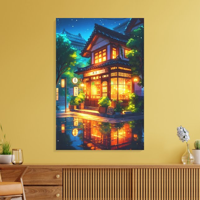 Lienzo Midnight Matcha – Acogedor Café Japonés Lofi (Insitu (Sala de estar))
