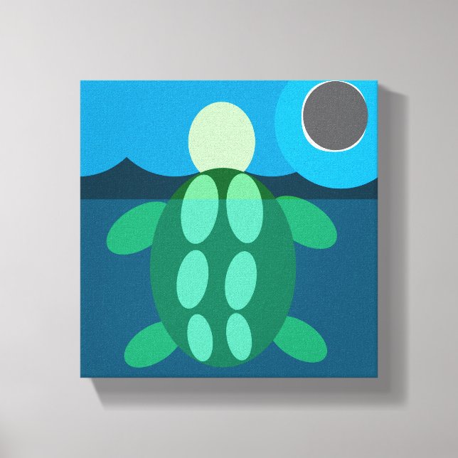 Lienzo Midnight swim turtle on canvas (Anverso)