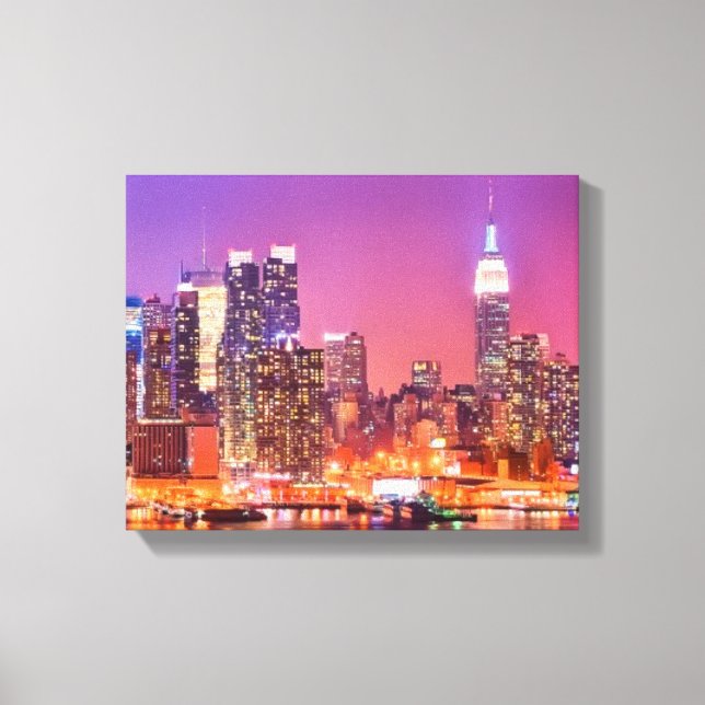 Lienzo Midtown Manhattan de noche con Empire State (Anverso)